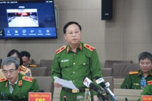 Thiếu tướng Tô Cao Lanh, Phó cục trưởng Cảnh sát hình sự thông tin tại cuộc họp báo.