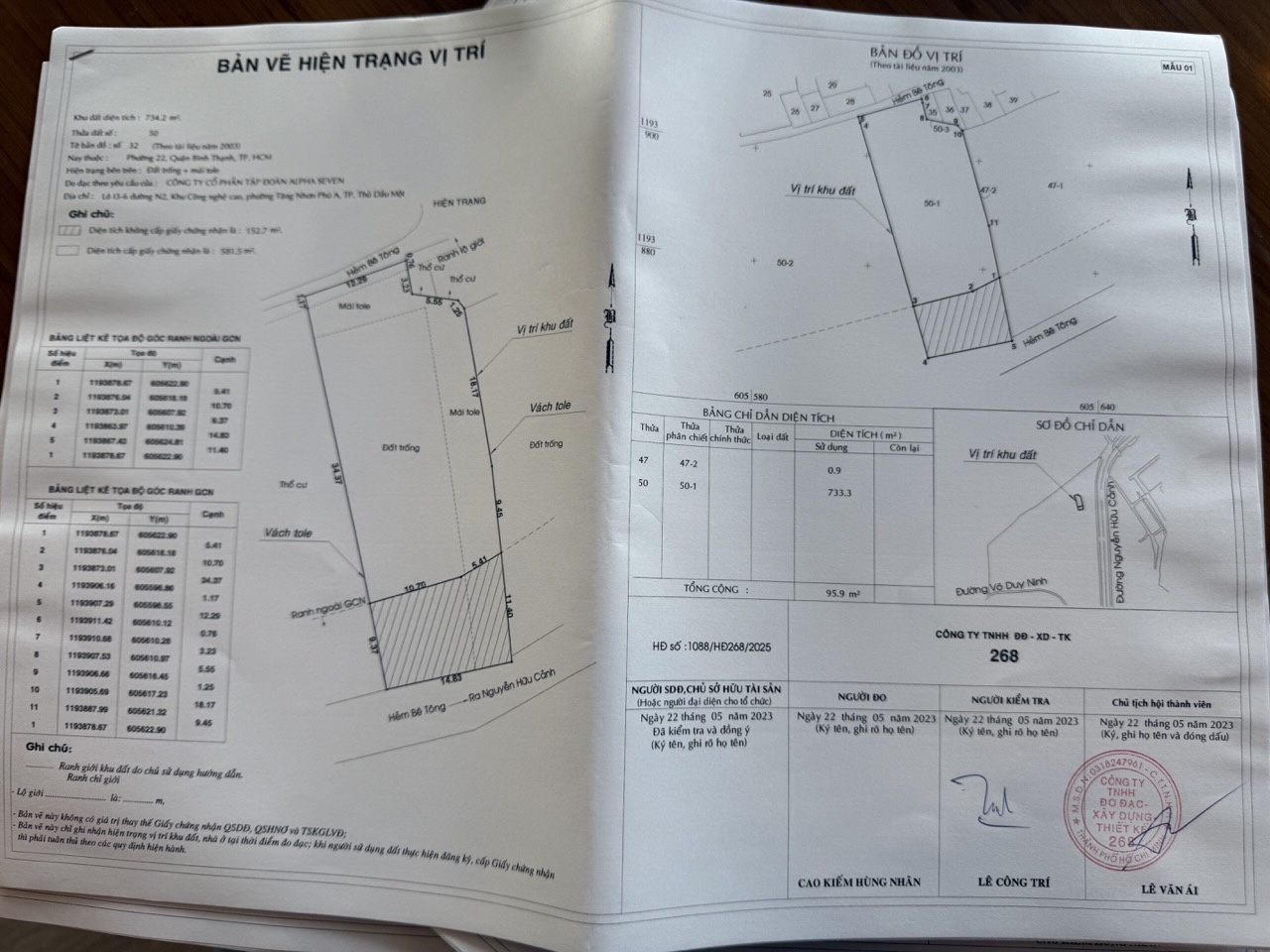 Công ty đo đạc Hoàng Việt tiến hành lập bản vẽ xác định ranh giới đất Quận Bình Thạnh