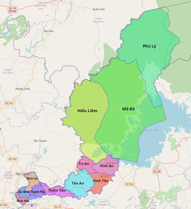 Bản đồ Huyện Vĩnh Cửu