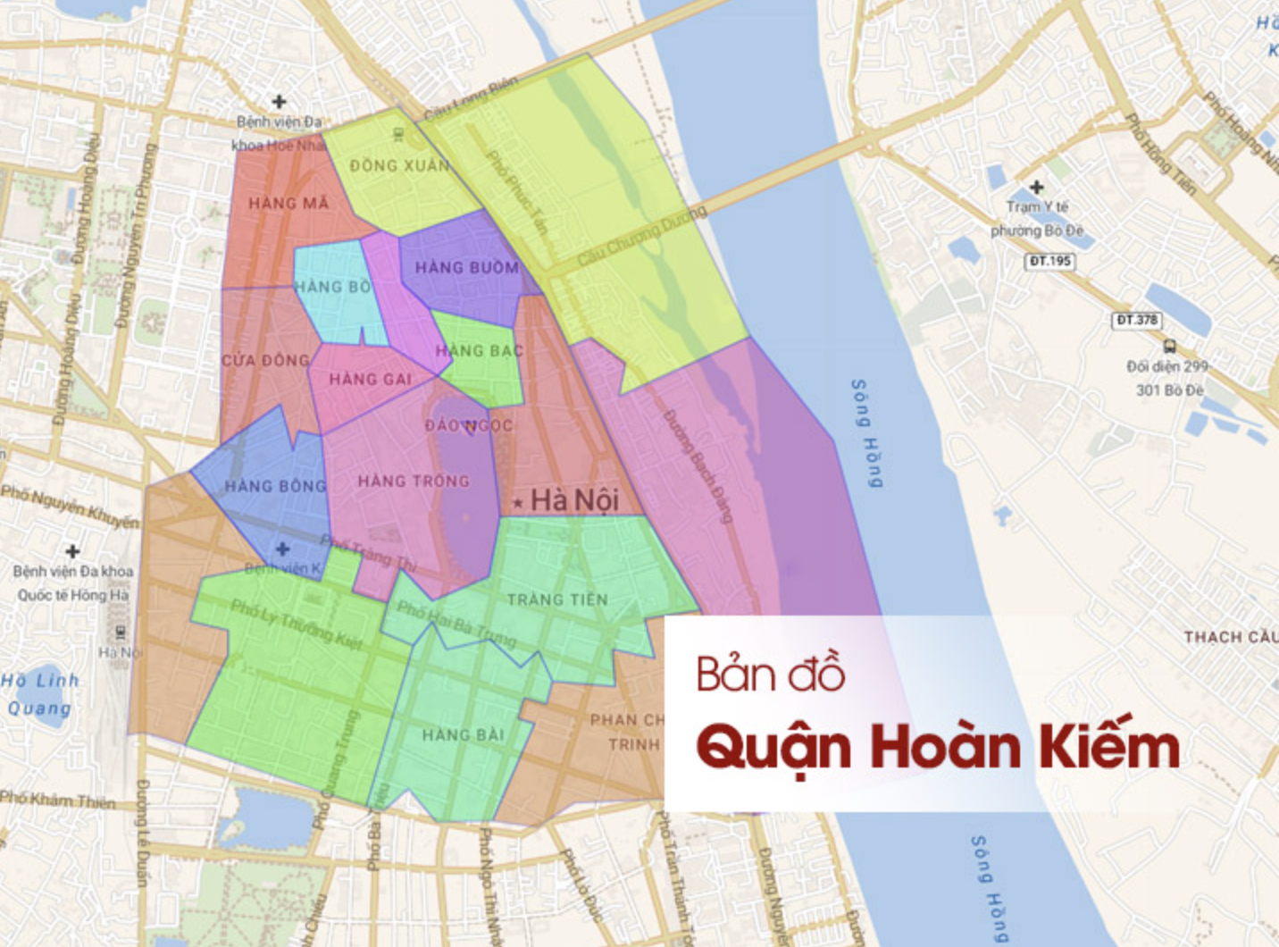 Bản đồ hành chính Quận Hoàn Kiếm cập nhật mới nhất