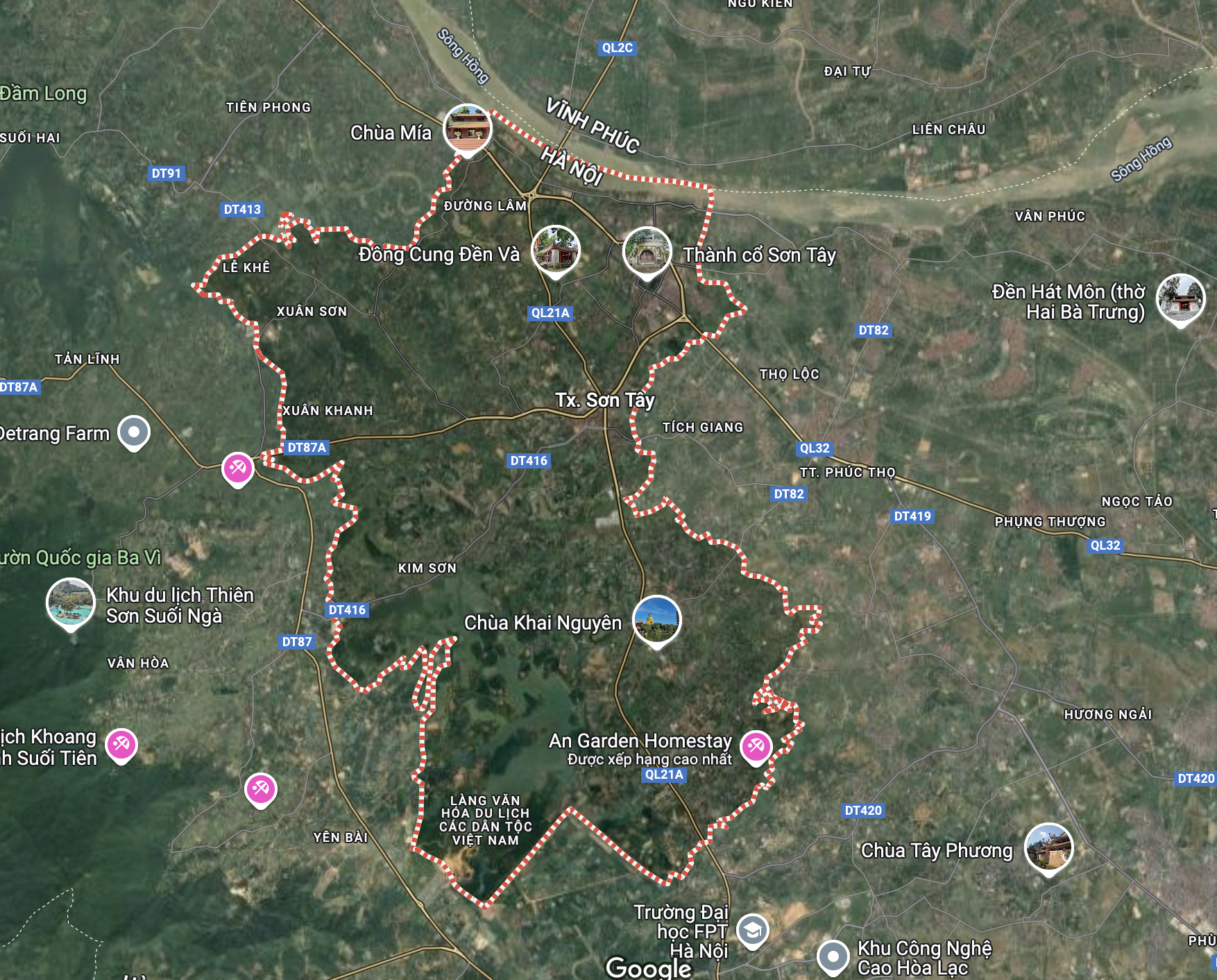 Thị xã Sơn Tây theo Google Maps