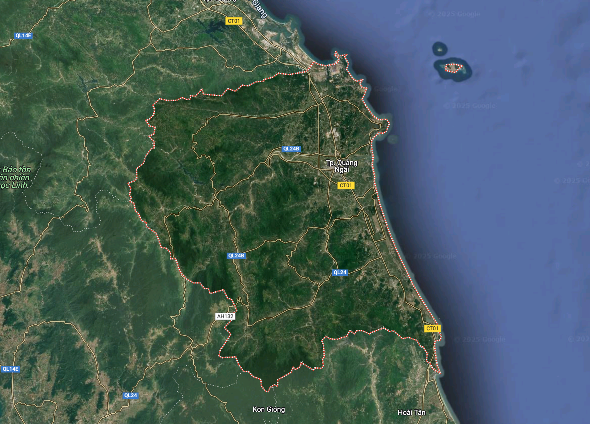 Tỉnh Quảng Ngãi theo Google Maps