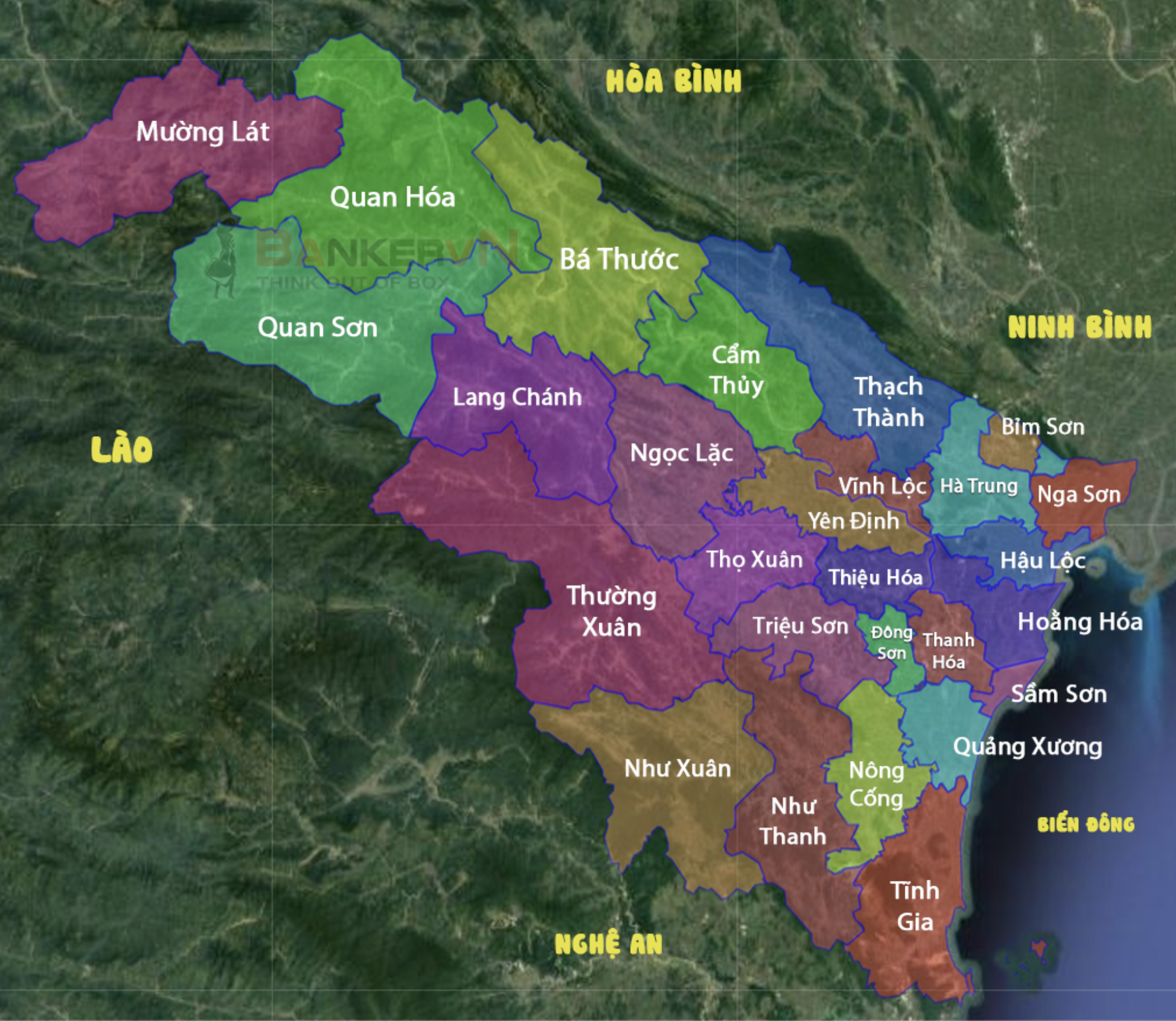 Bản đồ hành chính Tỉnh Thanh Hóa cập nhật mới nhất